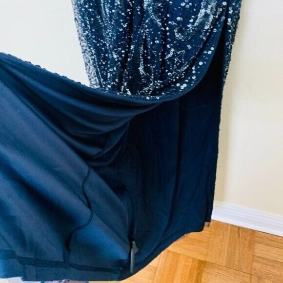 Aidan Mattox Deco Beaded Column Black-Tie Formal Gown Size 10 in Twilight Navy - Picture 7 of 13